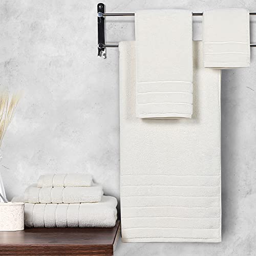 Image of Anne Klein 6-Piece Reverie Towel Set, 2 Bath Towels, 2 Hand Towels, 2 Wash Cloths, 100% Cotton, White
