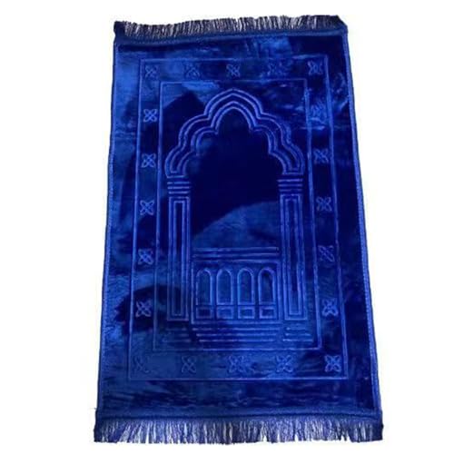 Tapis de prière vert brodé avec franges tapis islamique chic