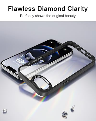Image of HOOMIL Case for iPhone 16e and iPhone 17e 6.1-Inch, Non-Yellowing, Drop Protection, Anti-Scratch Transparent Hard Back Phone Cover - Black