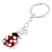 Porte-clés de 10 cm en métal avec anneau brisé et pendentif coccinelle en plastique.