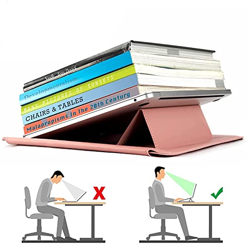 Hyfant Laptop Sleeve Bag With Foldable Stand Pu Leather Laptop Cover Case With Mouse Pad Portable Notebook Handbag For Macbook Air/Pro Dell Lenovo Hp Asus Acer Samsung Chromebook 15-15.6" #TOP4