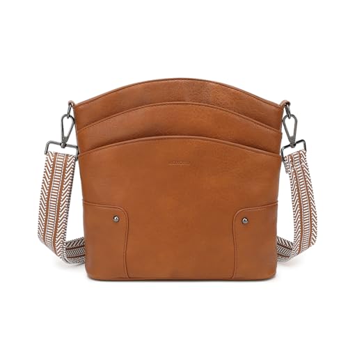 LOXOMU Crossbody Bags for Women, Medium Vegan Leather Crossbody Purses Shoulder Handbags with Multi-Pockets for Travel