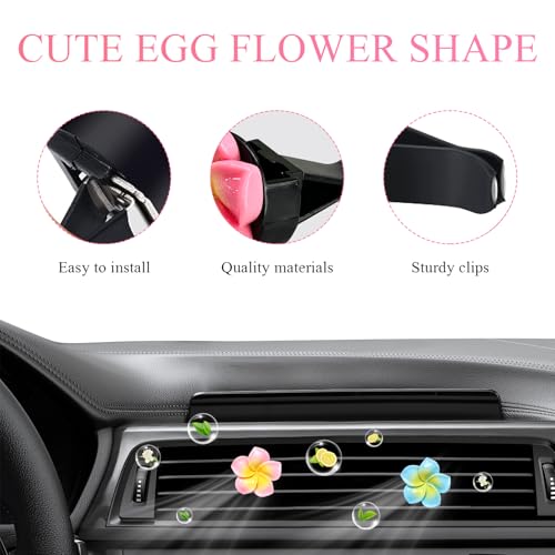 Image of Wevdn 4PCS Flower Car Air Vent Clips, Colorful Tropical Flower Air Freshener Vent Clips with Aromatic Pad, Air Conditioning Outlet Clip Plumeria Flower Decoration (White+Pink+Orange+Blue)