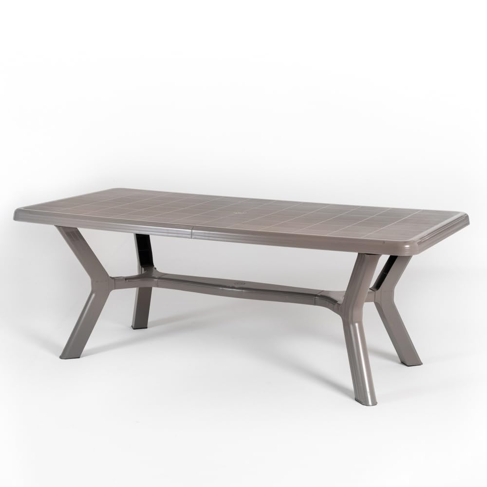 SIEDITI FUORI E DENTRO Set pranzo da giardino tavolo Samuel 200x95cm + 6 Sedie Diana in resina (Tortora)