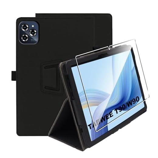 zZjoOoj Hülle Compatible with TABWEE W90 11 Zoll Tablet Schutzhülle, Tablet Protection Bundle with 1 Stück 9H Härte Anti-Kratzen Folie, Vertical Stand Function,Schwarz