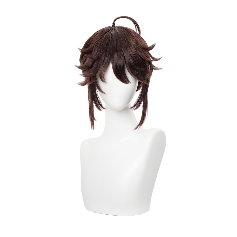Men’s Short Red Brown Ponytail Wig Fashion Male Role Anime Cosplay Wigs Game Costume Fancy Dress Wigs Heat Resistant Synthetic Wig for Halloween Party Men’s Short Red Brown Ponytail Wig Fashion Male Role Anime Cosplay Wigs Game Costume Fancy Dress Wigs Heat Resistant Synthetic Wig for Halloween Party