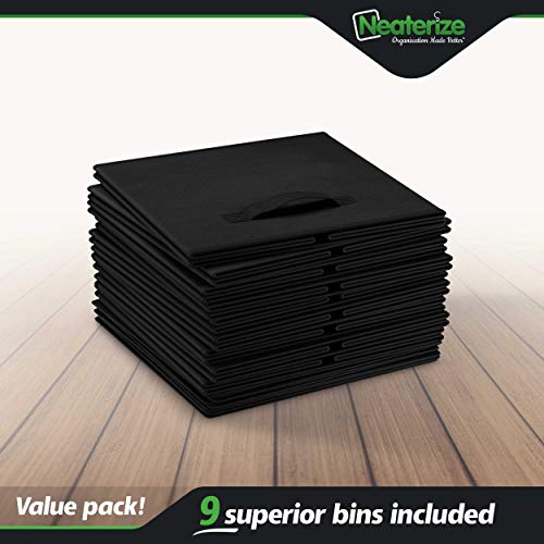 13X13 Large Storage Cubes (Set Of 9). Fabric Storage Bins With Dual Handles | Cube Storage Bins For Home And Office | Foldable Cube Baskets For Shelf | Closet Organizers And Storage Box (Black) #TOP6
