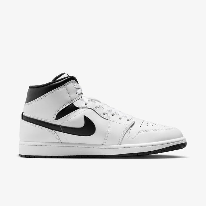 Nike Air Jordan 1 Mid White Sneakers for Men White/White/Black/Black - Image 5