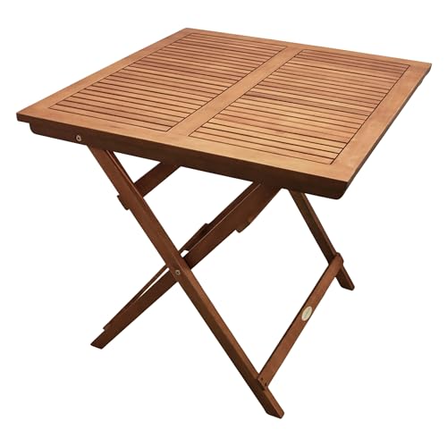 Spetebo Eukalyptus Gartentisch Seattle eckig - 70 x 70 cm - Holz Klapptisch...