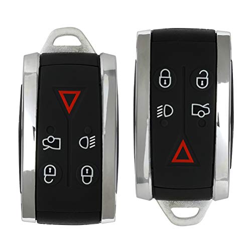 SCITOO Keyless Entry Remote Key Fob SHELL CASE Replacement for 5 Buttons Uncut Car Key for Jaguar XF 2009-2013 XJ8 2010 XK8 2006-2010 XKR 2006-2014 XK 2014-2015 2pcs FCC KR55WK45694 KK-6255