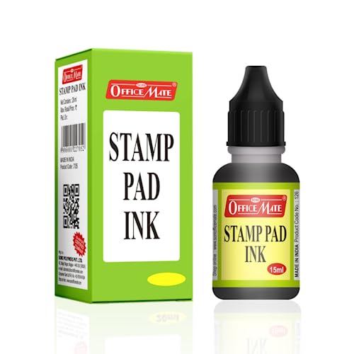 Image of Soni Officemate Stamp Pad Ink -15ml |Pack of 10 (Black)| Quick-Dry