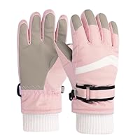 Risipu Kids Ski Gloves Winter Waterproof Gloves Warm Fleece Gloves Snowproof Snowboard Gloves Cold Weather Gloves for 4-12 Boys Girls (Pink, M)