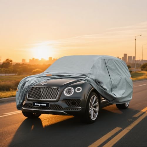 Image of Kayme Heavy Duty SUV Car Cover Custom Fit Bentley Bentayga EWB LWB Waterproof All Weather for Automobiles, Full Exterior Covers Sun Rain UV Protection.（Deliver About 3-10 Days）