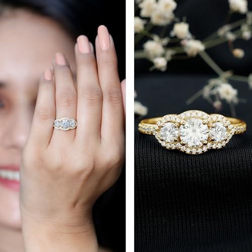 Certified Lab Grown Diamond 3 Stone Engagement Ring, Ef-Vs Quality, Past Present Future Diamond Ring - Gift For Women2
