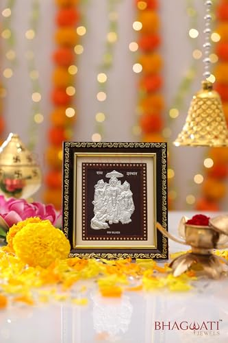 Image of 999Pure Silver Ramdarbar Photo Frame for Home & Office | Premium Silver | PoojaRoom & Wall Decor | Wedding & Festival Gifts | Certificate Included | Tabletop Size 5.5x5 inch