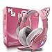 Gaming-Headsets für PC/PS4/PS5/Xbox One/Laptop,Kabelgebundenes Esport Headset 7.1 Surround Sound mit Einstellbares Rauschunterdrückungs Mikrofon,Gaming-Kopfhörer mit Rosa Katzenohren mit RGB-LED-Licht