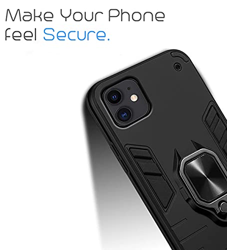 Image of Pikkme D5 Tough Armor Bumper Back Cover Case for iPhone 11 |Ring Holder & Kickstand in-Built (Black)