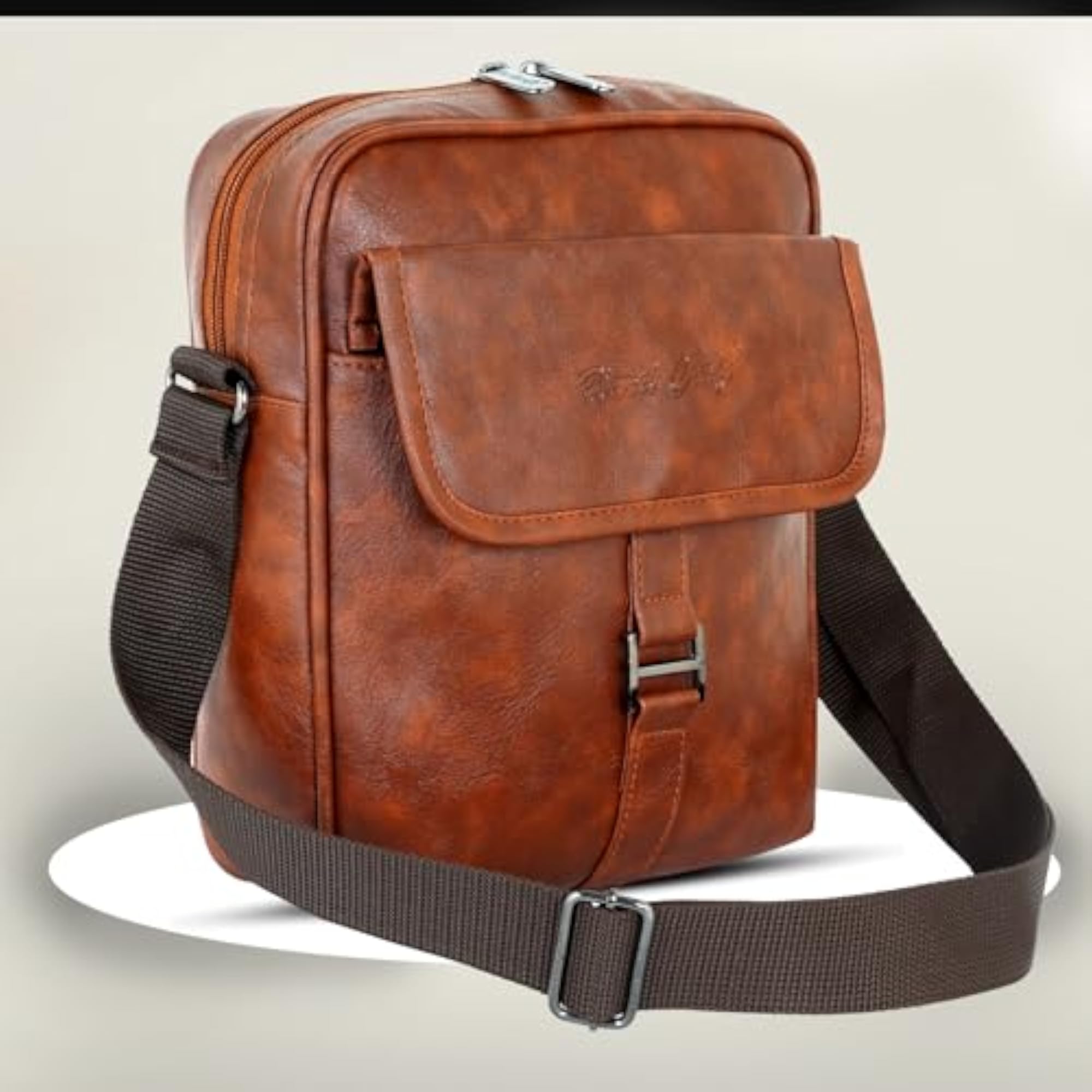 Luxury Leather Cross Body Sling Messenger Bag with Tablet Compartment