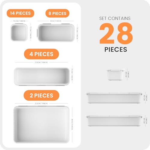 Image of 【Military Grade】A-LuGei Drawer Organizer,【𝟱𝗦𝗶𝘇𝗲】Makeup organizer,【Holds 177 Items】Bathroom Organizers and Storage,Organization and Storage,Desk Drawer Organizer for Vanity【Off White】