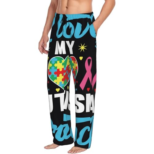 I Love My Autism Print Men'S Pajama Pants Soft Sleep Lounge Pants With Pockets-2