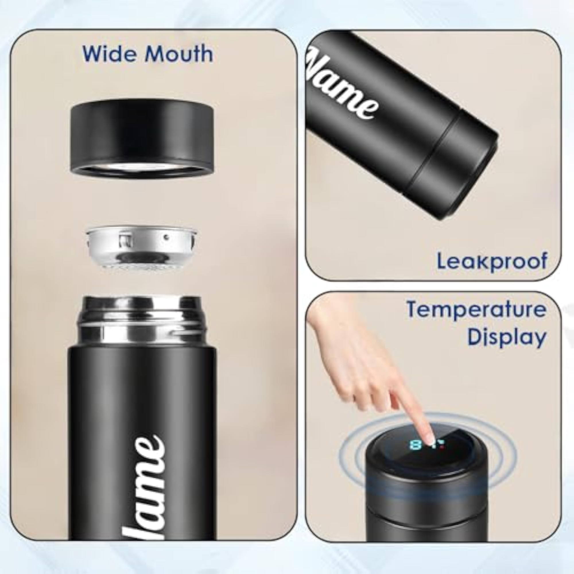 Name Printed Double Wall Stainless Steel Thermo 800ml, Hot & Cold Bottle