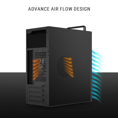 Image of Ant Esports Si12 Mid-Tower Computer Case /Gaming Cabinet - Black | Support M-ATX, Mini-ITX | Pre-Installed 1 Black Fan