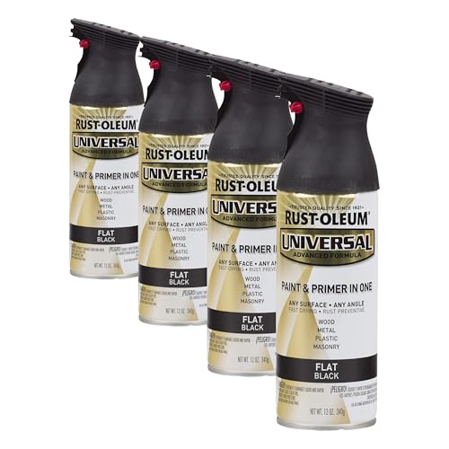 Image of Rust-Oleum 245198 Universal All Surface Spray Paint, 12 oz, Flat Black (Pack of 4)