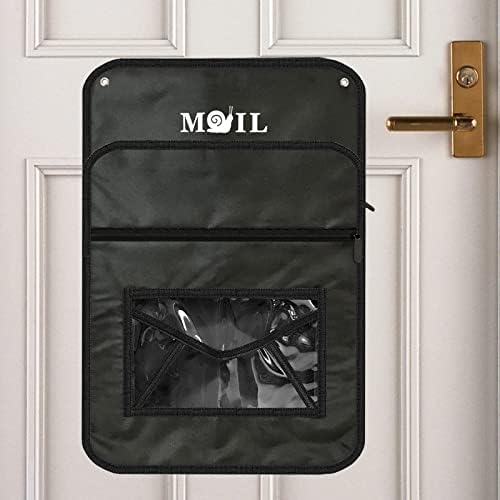 Mail Slot Catcher for Door, Mail Holder Indoor, Black Post Organizer Bag for Letterbox, Space Saving, No Tools and Screws Needed, Suitable for Home, Office, and Garage