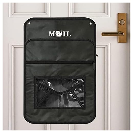 Mail Slot Catcher for Door, Mail Holder Indoor, Black Post Organizer Bag for Letterbox, Space Saving, No Tools and Screws Needed, Suitable for Home, Office, and Garage