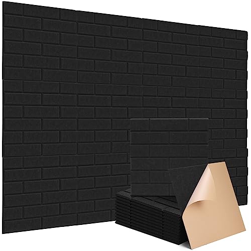 12 Pack Soundproof Wall Panels, Kuchoow Self-Adhesive Sound Absorbing Panel Acoustic Panels Sound Dampening Panels For Wall Bedroom Soundproofing Door Noise Cancelling 12" X 12" X 0.4" Black #TOP7