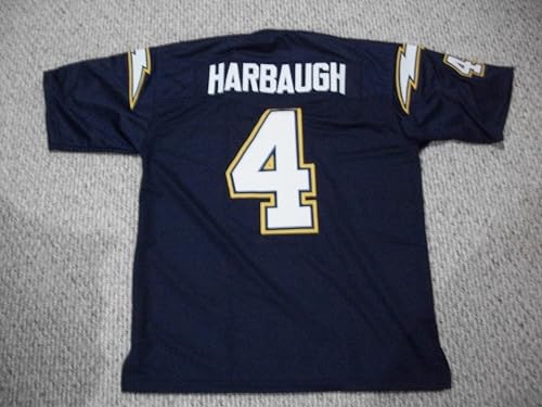 Jim Harbaugh Jersey 4 San Diego/Los Angeles Custom Stitched Throwback Dark Blue Football Various Sizes New No Brand/Logos Size L