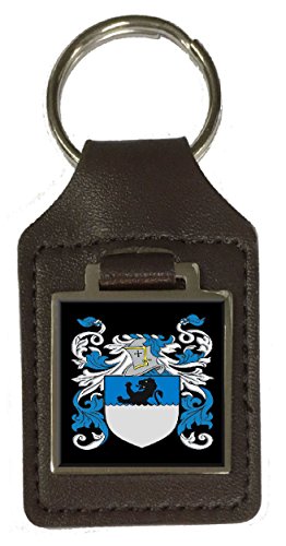 Porte-clés en cuir Mccord blason de famille gravé pour clés de maison et voiture