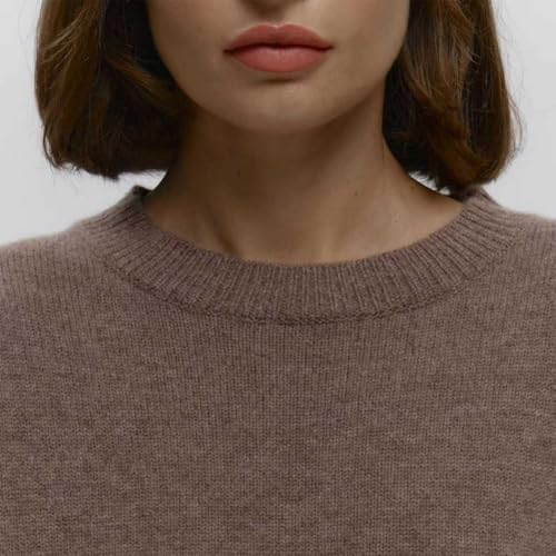 Round Neck Sweater Autumn and Winter New Loose Warm Simple Pullover Solid Color Knitted Sweater Women3