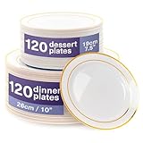 MATANA 240 Premium Weiße Plastikteller mit Goldrand, 2 Größen - Unzerbrechliche & Mehrweg Kunststoffteller, Partyteller für Hochzeiten, Geburtstage, Partys - Elegantes & Stabiles Partygeschirr