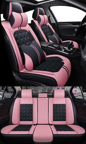 Eunncu 車 シートカバー に適し トヨタ 200系 ハイエース S-GL(1型/2型/3型/4型/5型/6型) 対応 アクセサリー 防水 取付簡単 ピンク×ブラック