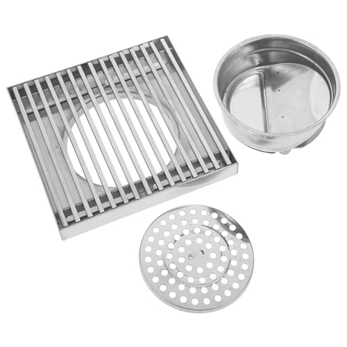 FOMIYES Rejilla Resistente de Acero Inoxidable 304 de Drenaje Cuadrada Previene Obstrucciones y Malos Olores para Exteriores y Jardines en Desagües Grandes