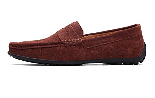 ChicWind Men's Suede Leather Penny Loafers Driving Moccasins Slip On Flats Boat Shoes2