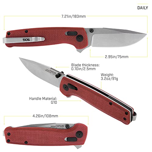 Sog Terminus Xr G10 Folding Pocket Knife- Ambidextrous Edc Knife With Adjustable Belt Clip, G10 Handle, And Stonewashed Hardware- Crimson (Tm1023-Cp) #TOP2