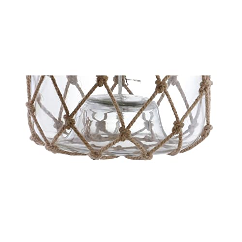 JONATHAN Y 26.5" Brown/Clear Glass and Rope Coastal LED Table Lamp, Nautical Jute Net Lamp for Living Room Bedroom Nightstand, Gray Linen Drum Shade, LED Bulb Included JYL5033A - Image 5