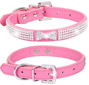 Rhinestone Dog Collar for Small Dogs Fancy Bling Diamond Crystal Dog Collar Glitter Jeweled Girl Puppy Cat Collars for XXS XS Small Medium Large Dogs (Hot Pink,M) - Image 2
