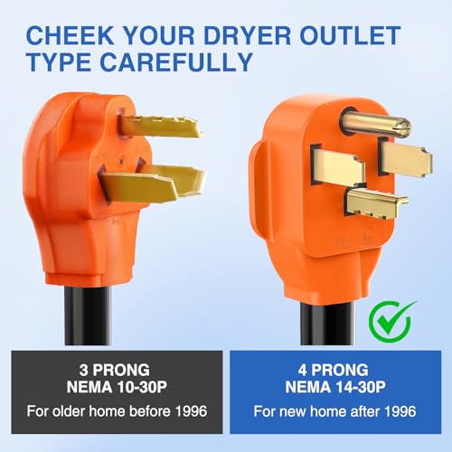 Image of Nilight 15FT EV Dryer Extension Cord 4 Prong 30 Amp NEMA 14-30P 14-30R Old Cable Heavy Duty 10 Gauge Pure Copper Wire UL Listed 125 /250V for Level 2 Using