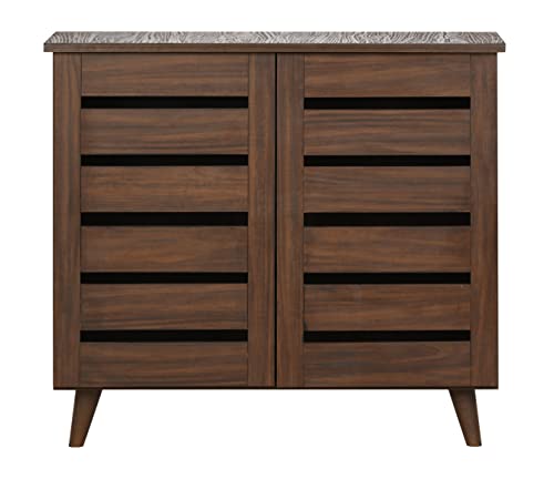 Image of DeckUp SC865512 2-Door Engineered Wood Shoe Rack (Walnut, Matte Finish)
