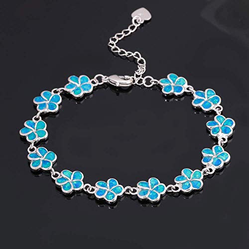 CiNily Adjustable Tennis Bracelet-Oval or Flower Shape White Gold/Sterling Silver Plated Opal Bracelet for Women Girls Gemstone Bracelets4