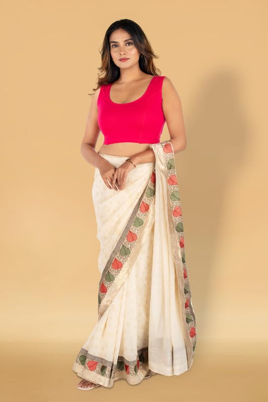 Image of Abhi Readymade Saree Blouse for Women- Sleeveless, Round Neck, Regular-fit, Stretchable, Pull-on Style Blouse