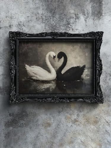 Peinture a l'huile vintage de cygne pour interieur elegant
