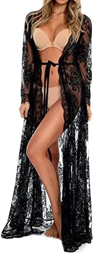 BUTTZO Women Sexy Long Lace Dress Sheer Gown See Through Lingerie...