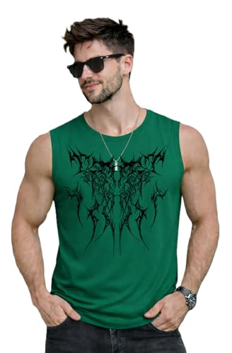 Image of JUGULAR Tank Tops Sleeveless T-Shirt for Men Gym Wear Vest Printed Stylish Round Neck Running for Sports Workout Fitness & Casual or Beach Wear