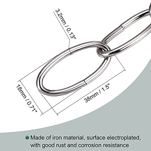 Image of MECCANIXITY Pendant Light Fixture Chain, 3.2mm Thick 1m Long Chandelier Hanging Links, Iron Electroplated, Nickle Color, Pack of 2