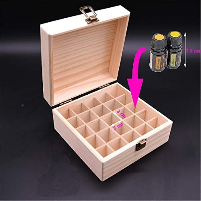 VolksRose Essential Oil Box, Wooden Storage Container Holds 25 Bottles, Multi-Tray Organizer #ob01