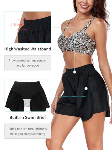 Ocean Blues Women’s High Waisted Board Shorts UPF 50+ Swim Shorts Quick Dry Trunks with Liner2